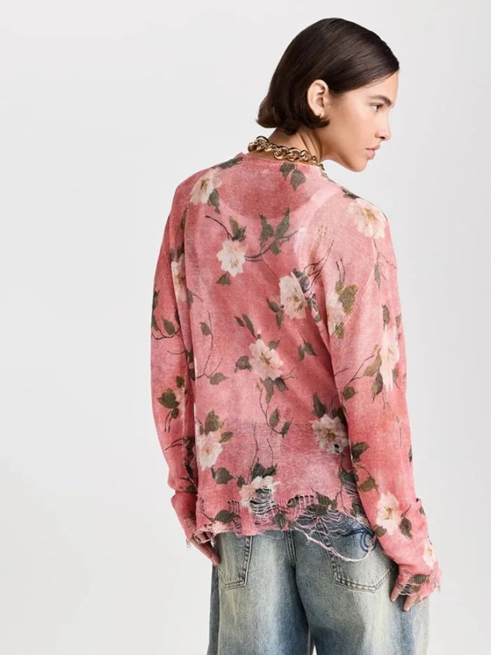 R13 NWOT Floral Boyfriend Distressed Cardigan S - Picture 3 of 16
